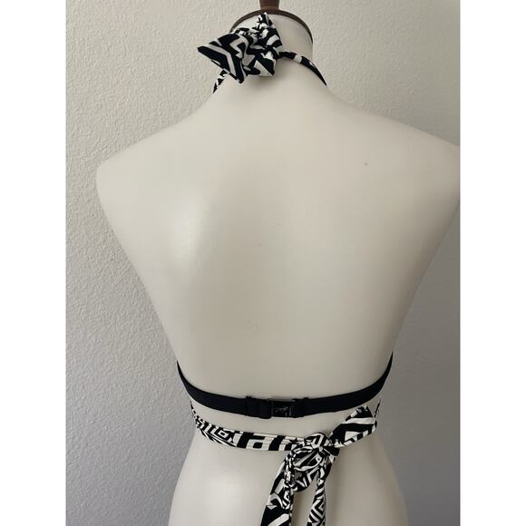 Kenneth Cole Swim Sz 36 B/C Bikini Halter Top Plunge Print Swimwear - Picture 5 of 8
